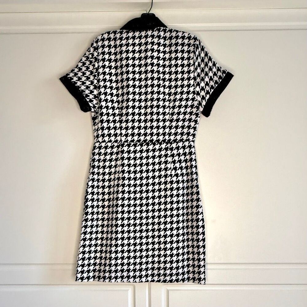 NWT Alexia Admor “Jenni” Tweed Shirtdress black/white houndstooth. Size 10 - Picture 9 of 15